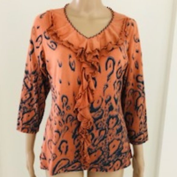 Bam Boo Co Tie Dye Knit top Artsy Style Beaded Nec - Picture 2 of 3